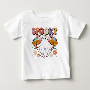 レトロ不気味幽霊ハロウィンカワイイ ベビーTシャツ