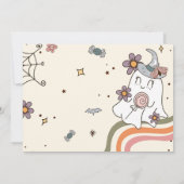 レトロ不気味幽霊ハロウィーン3回目の誕生日フォト 招待状 (裏面)