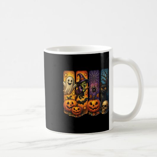 レトロ不気味幽霊魔女おかしいハロウィーンボーイズキッズ コーヒーマグカップ (右)