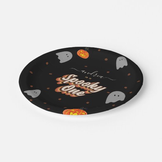 レトロ不気味1stハロウィーン誕生日パーティー ペーパープレート (アングル)