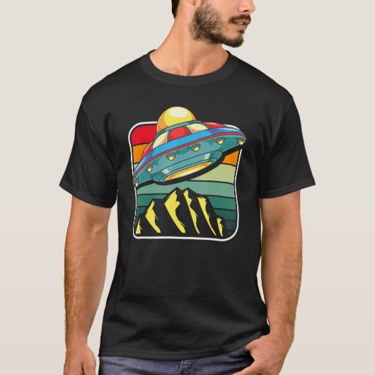 レトロ不飛んでいる明物体エイリアン信者Sc Tシャツ (正面)