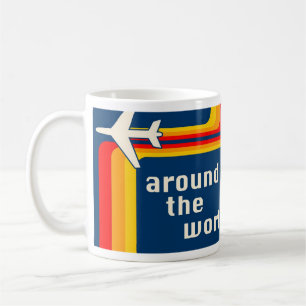 レトロ世界の飛行機のまわりで縞で飾ります コーヒーマグカップ