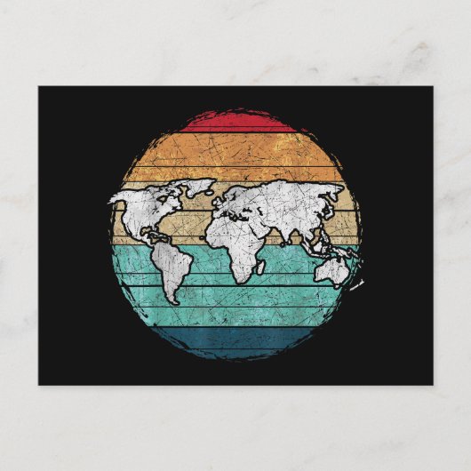 レトロ世界地図 シーズンポストカード (正面)