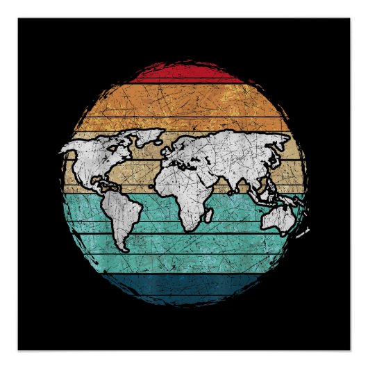レトロ世界地図 ポスター (正面)