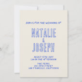 レトロ両面ハンド書QRコード結婚の 招待状 (正面)