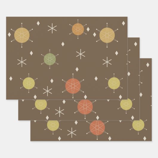 レトロ中モダンスターバスト空数々の色 ラッピングペーパーシート (セット)