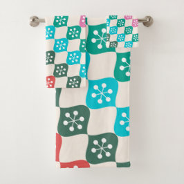 レトロ中モダン原子パタカラフルーン バスタオルセット