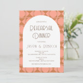 レトロ中モダン幾何ピンクリハーサルディナー 招待状 (スタンド正面)