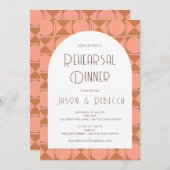 レトロ中モダン幾何ピンクリハーサルディナー 招待状 (正面/裏面)