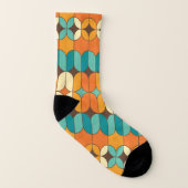 レトロ中世モダン紀型オレンジアンドブルー ソックス (右外側)