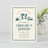 レトロ中世版木、銅版、版画アー結婚ト 招待状 (スタンド正面)