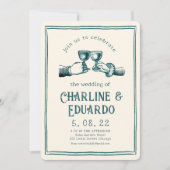 レトロ中世版木、銅版、版画アー結婚ト 招待状 (正面)