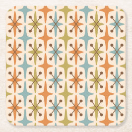 レトロ中世紀モダン原子年代パターン スクエアペーパーコースター