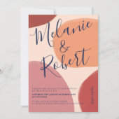 レトロ中性形状アース結婚トーンイニシャル 招待状 (正面)