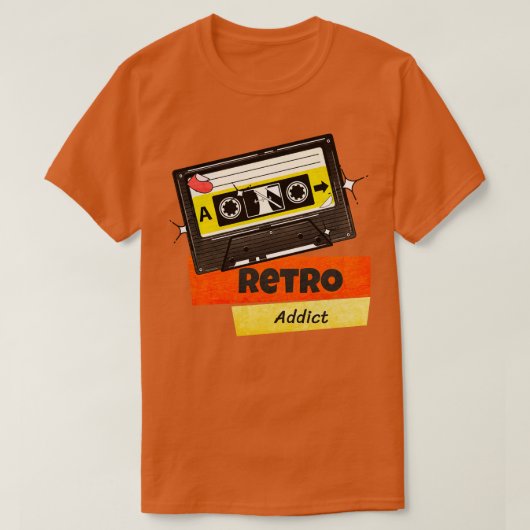 レトロ中毒性オーディオカセット録音テープ80s 70s tシャツ (デザイン正面)