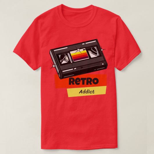レトロ中毒性ビデオカセットテープ80s tシャツ (デザイン正面)