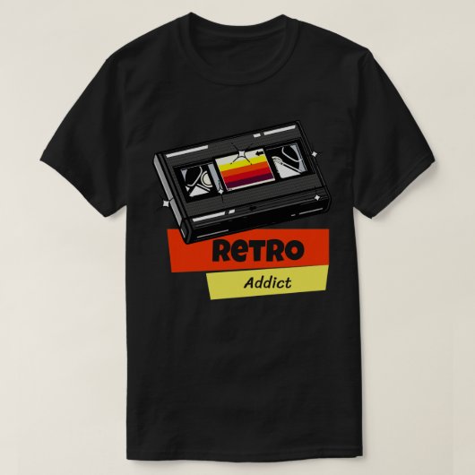 レトロ中毒性ビデオカセットテープ80s tシャツ (デザイン正面)
