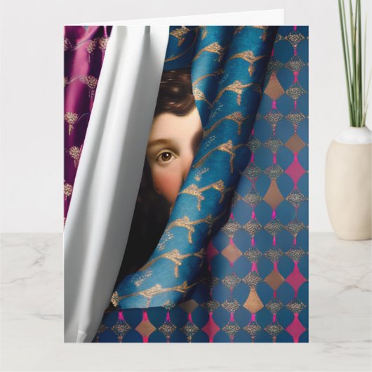 レトロ主婦おもしろいハローグリーティングカード カード (正面)