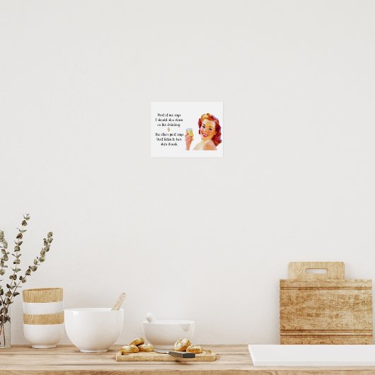 レトロ主婦おもしろい引用文飲みポスター ポスター (キッチン)