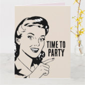 レトロ主婦おもしろい誕生日グリーティングカード カード (黄色い花)