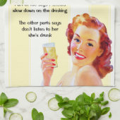 レトロ主婦とカクテルおもしろい飲引用文 キッチンタオル (折り畳み)