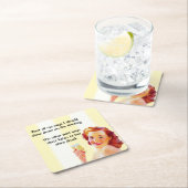 レトロ主婦とカクテルおもしろい飲引用文 スクエアペーパーコースター (インサイチュ)