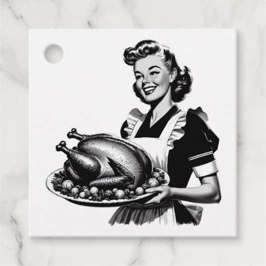 レトロ主婦と感謝祭トルコ フェイバータグ (正面)