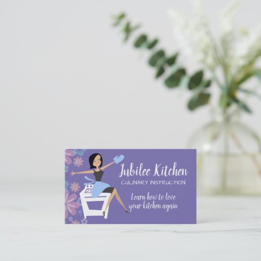 レトロ主婦のオーブン料理教室のパーソナルシェフ 名刺 (スタンド正面)
