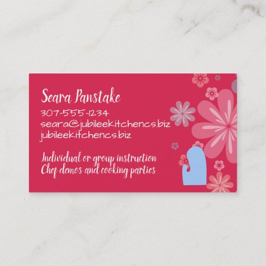 レトロ主婦のオーブン料理教室のパーソナルシェフ 名刺 (裏面)