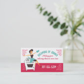 レトロ主婦の料理，シェフ，ケータリングビズカード 名刺 (スタンド正面)