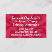 レトロ主婦の料理，シェフ，ケータリングビズカード 名刺 (裏面)