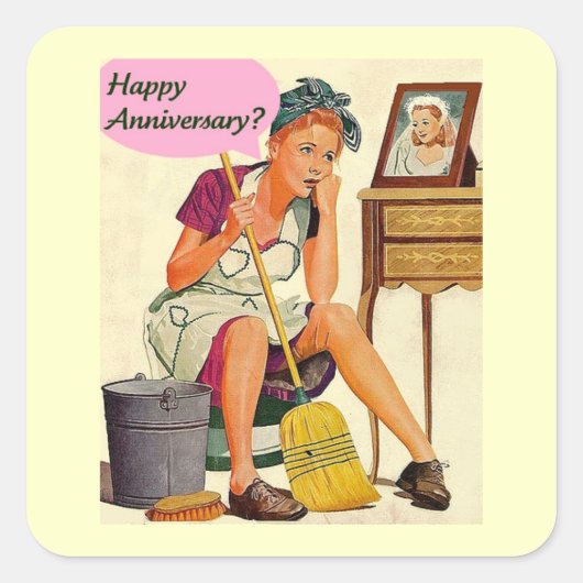 レトロ主婦の記念日 スクエアシール (正面)