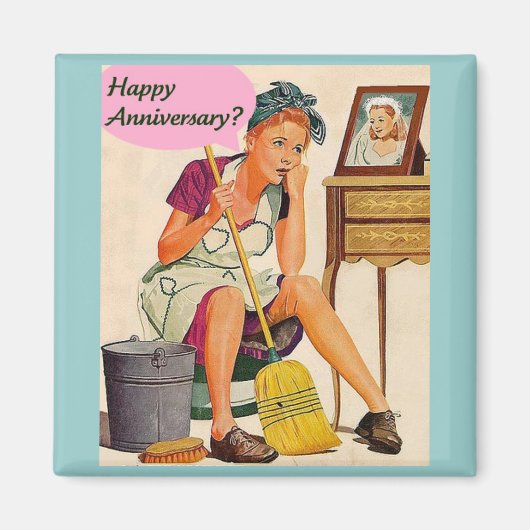 レトロ主婦の記念日 マグネット (正面)