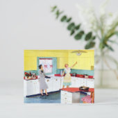 レトロ主婦インキッチン ポストカード (スタンド正面)