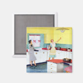 レトロ主婦インキッチン マグネット (正面/裏面)