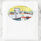 レトロ主婦インキッチン 楕円形シール (バッグ)