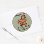 レトロ主婦キャニングラベル名前をカスタムすると日付 ラウンドシール (封筒)