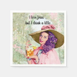 レトロ主婦サンハットカクテルフラワーズ スタンダードカクテルナプキン