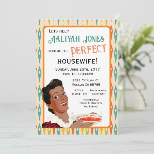 レトロ主婦ブライダルシャワー招待 招待状 (スタンド正面)