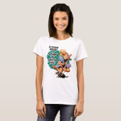 レトロ主婦ユーモアピンアップガールアート Tシャツ (正面フル)