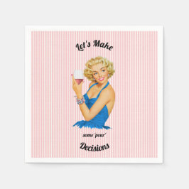 レトロ主婦ワインピンクストライプ スタンダードカクテルナプキン