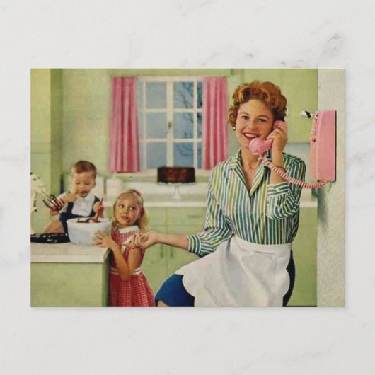 レトロ主婦&ファミリー ポストカード (正面)