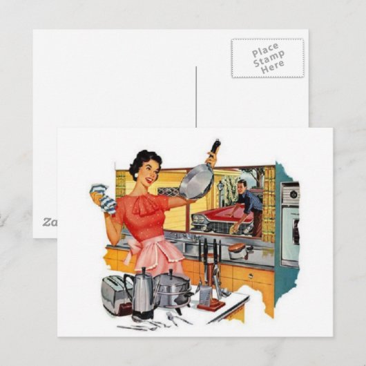 レトロ主婦 ポストカード (正面/裏面)