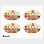 レトロ主婦 楕円形シール (シート)