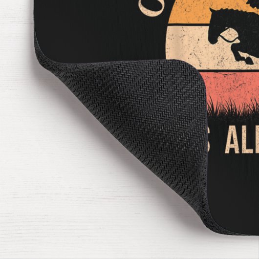 レトロ乗馬ガールおもしろい馬ライダーヴィント マウスパッド (コーナー)