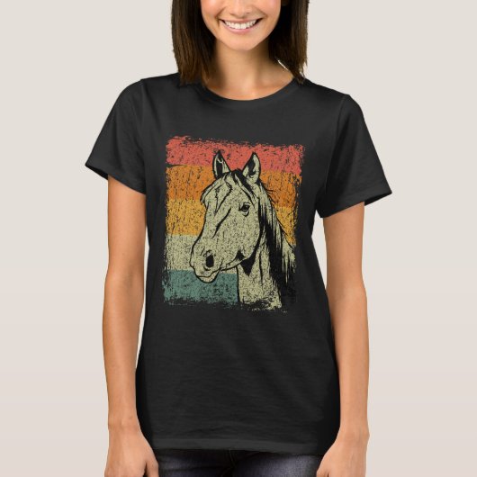 レトロ乗馬ギフトヴィンテージ馬 Tシャツ (正面)