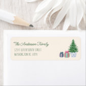 レトロ予測できなカラフルクリスマスツリープレゼント ラベル (インサイチュ)