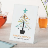 レトロ予測できなクリスマスツリーミッドセンチュリーホリデイ 台座サイン (インサイチュ)