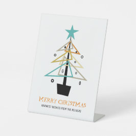 レトロ予測できなクリスマスツリーミッドセンチュリーホリデイ 台座サイン