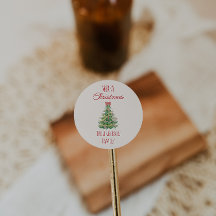 レトロ予測できなグリーンレッドクリスマスボウツリーカラフル